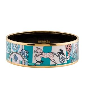 Hermès Enamel Animopolis MIAMI  in Turquoise, White & Rose Gold 70mm
